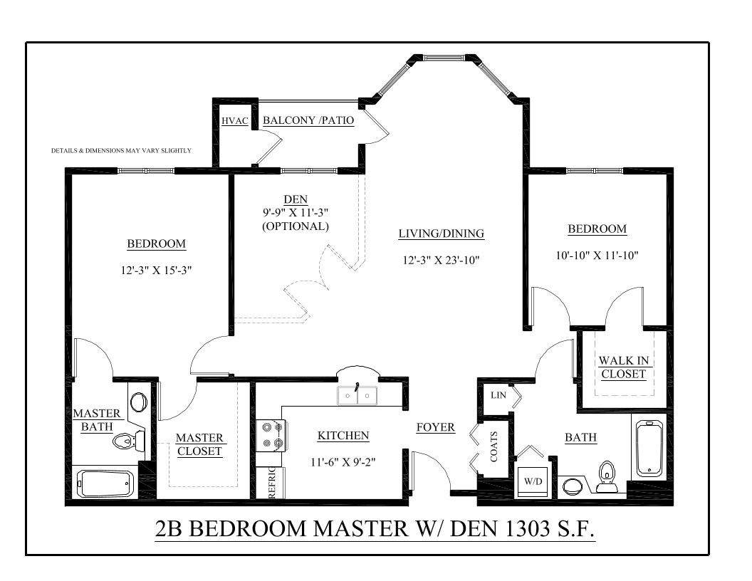 two bedroom master with den